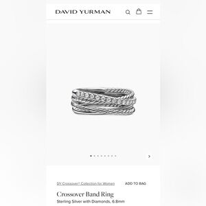 David Yurman Crossover Band ring. BRAND NEW. Sterling Silver with Diamonds.